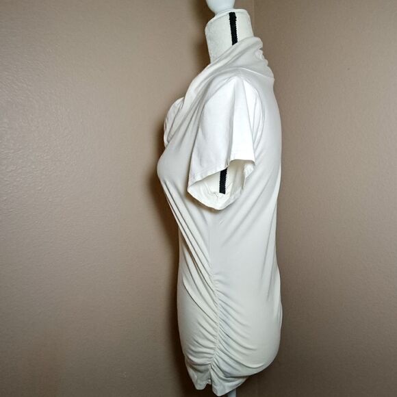 CAbi short sleeve side cinch cowl neck shirt top M - Picture 2 of 6